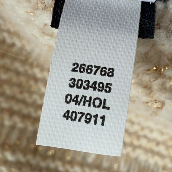 Gap Women's Cream Gold Metallic Sparkle Fringe Scarf Lambswool Blend 10 x 74 - Picture 7 of 12